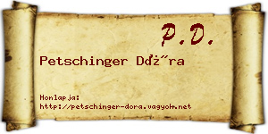 Petschinger Dóra névjegykártya